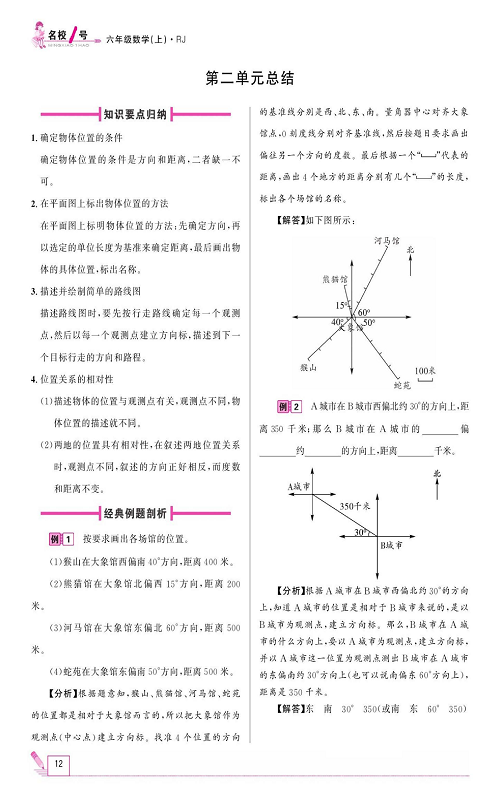 人教版数学六年级上册金牌作业本同步课本_第二单元总结.pdf