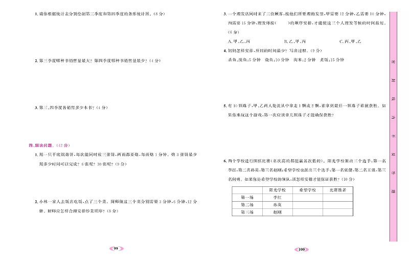 人教版数学四年级上册金牌作业本达标检测卷_第七、八单元测试卷.pdf