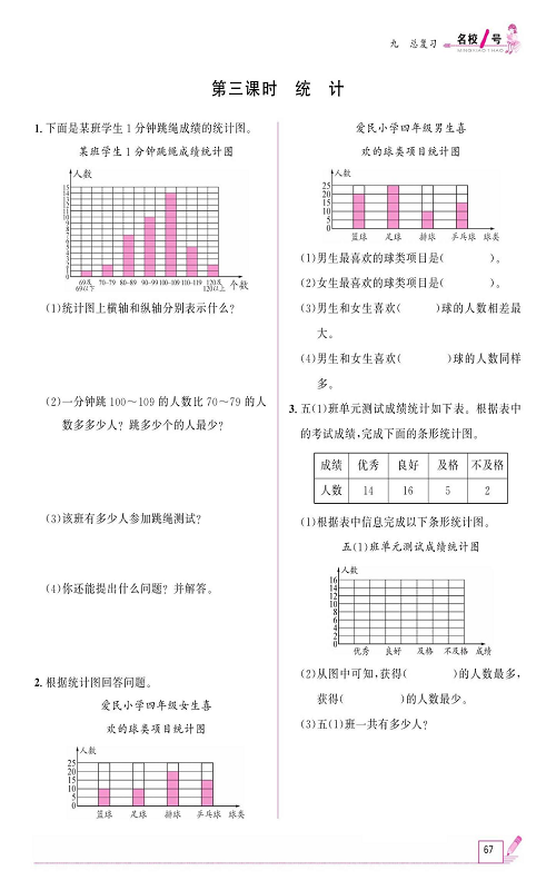 人教版数学四年级上册金牌作业本同步课本《第三课时、统计》.pdf