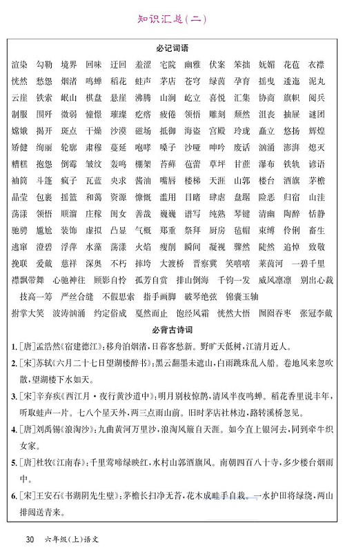 名校1号金牌作业语文六年级上册预习单_知识汇总（二）.pdf