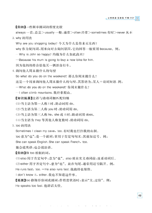 黄冈名师天天练五年级下册英语人教PEP版单元知识_核心知识清单  Unit  1.pdf