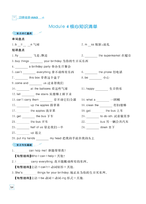 黄冈名师天天练六年级下册英语外研版单元知识_核心知识清单 Module 4.pdf