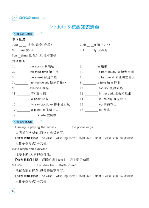 黄冈名师天天练六年级下册英语外研版单元知识_核心知识清单 Module 5.pdf