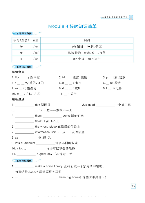 黄冈名师天天练五年级下册英语外研版单元知识_核心知识清单 Module 4.pdf