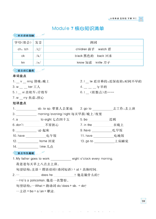 黄冈名师天天练五年级下册英语外研版单元知识_核心知识清单 Module 7.pdf