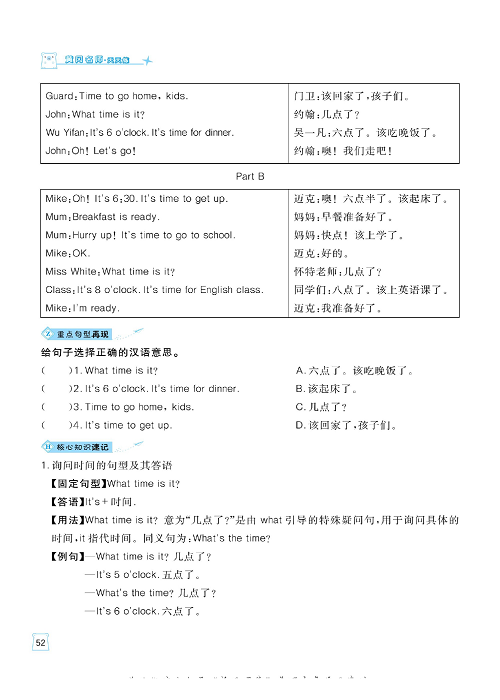 黄冈名师天天练四年级下册英语PEP版单元知识_Unit 2 核心知识清单.pdf