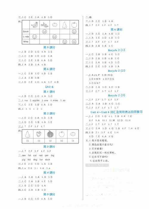 黄冈名师天天练三年级下册英语PEP版天天练（参考答案）.pdf