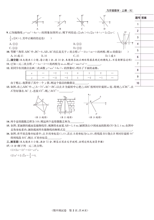 一卷好题九年级上册数学人教版试题_期中测试卷.pdf