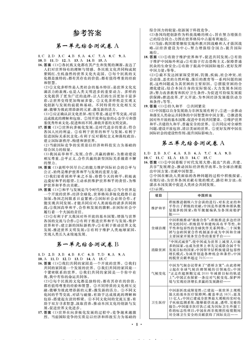 部编版道德与法治九年级下册同步检测试卷（一卷好题 参考答案）.pdf