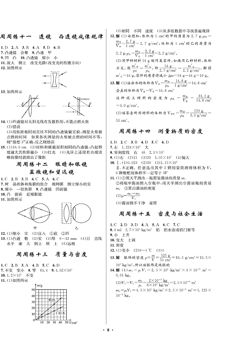 一卷好题&middot;八年级上册物理人教版试卷 周周练（参考答案）.pdf