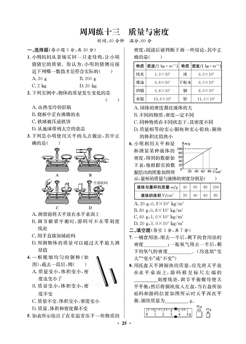 一卷好题&middot;八年级上册物理人教版试卷 周周练13.pdf