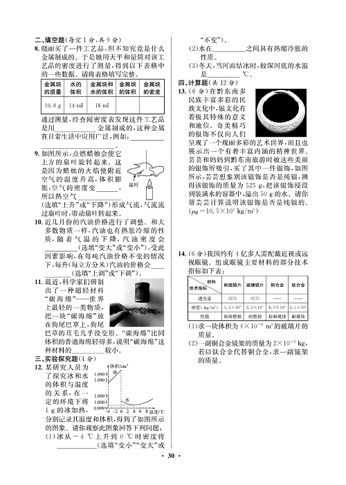 一卷好题&middot;八年级上册物理人教版试卷 周周练15.pdf