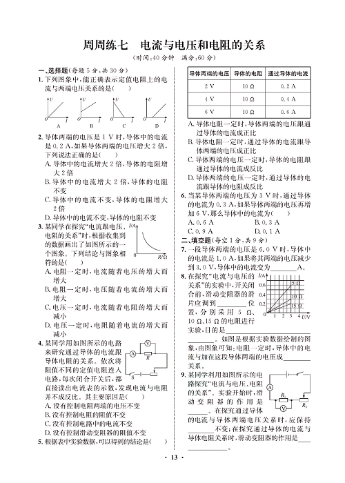 一卷好题&middot;九年级全册物理人教版试卷 周周练7.pdf