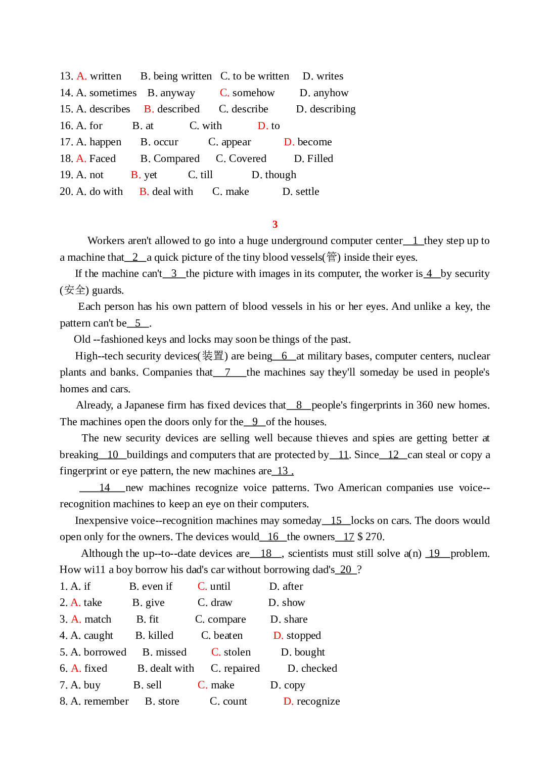 高二英语完形填空专项练习.doc