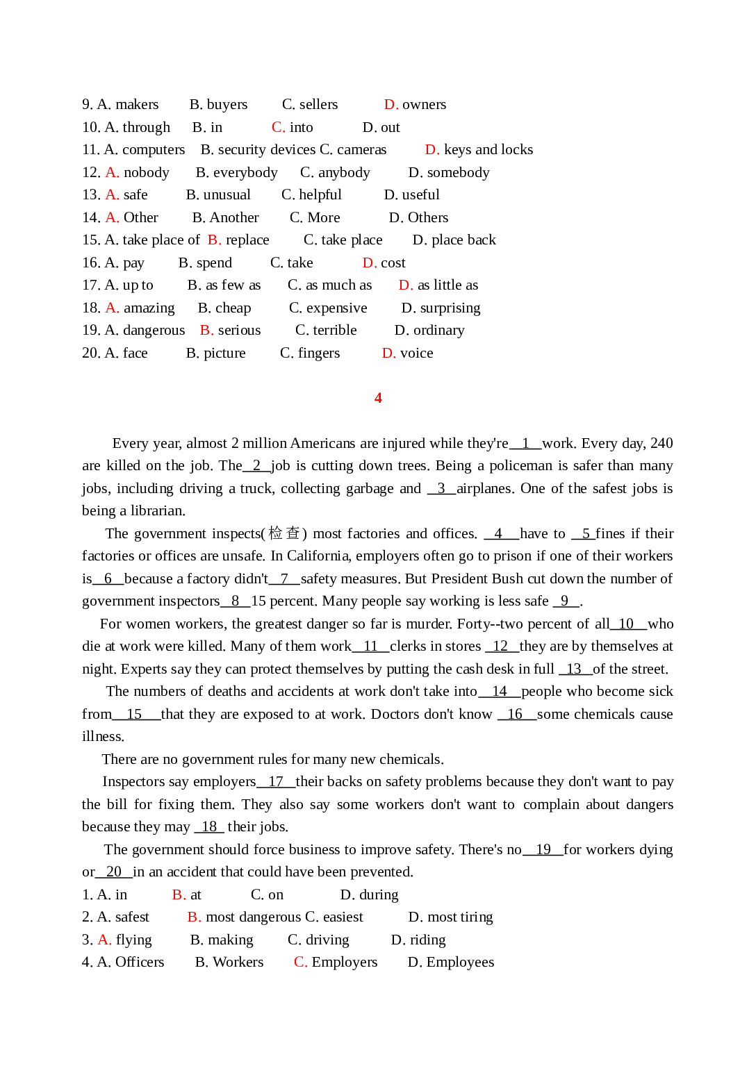 高二英语完形填空专项练习.doc