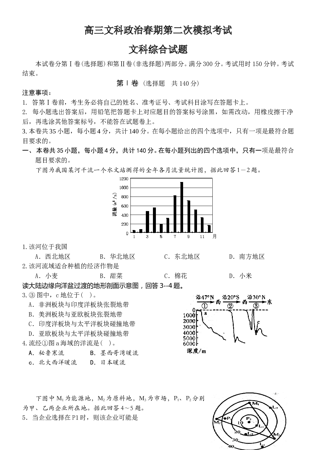 文科政治春期第二次模拟考试.doc