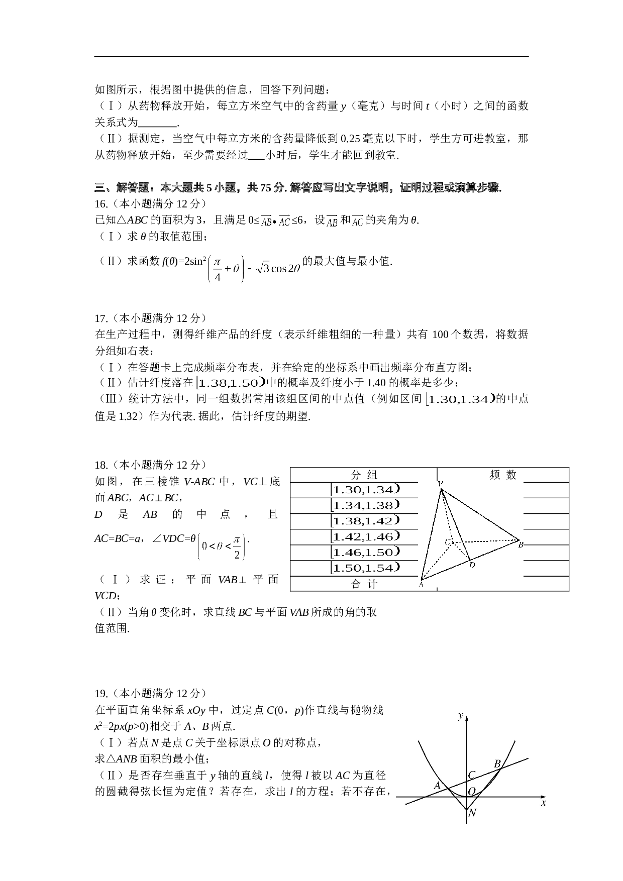 高中数学毕业招生全国统一考试3.doc