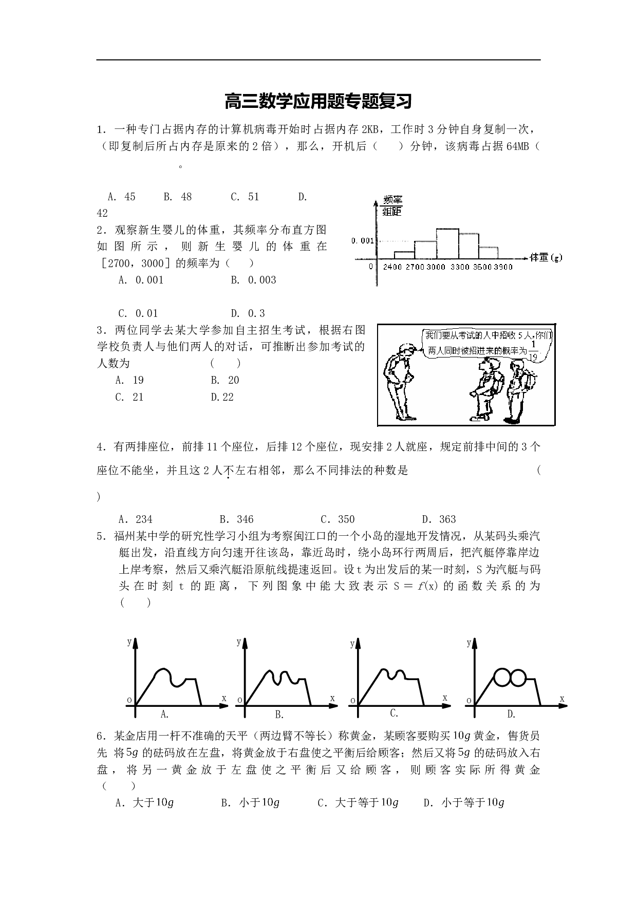 高三数学应用题专题复习.doc