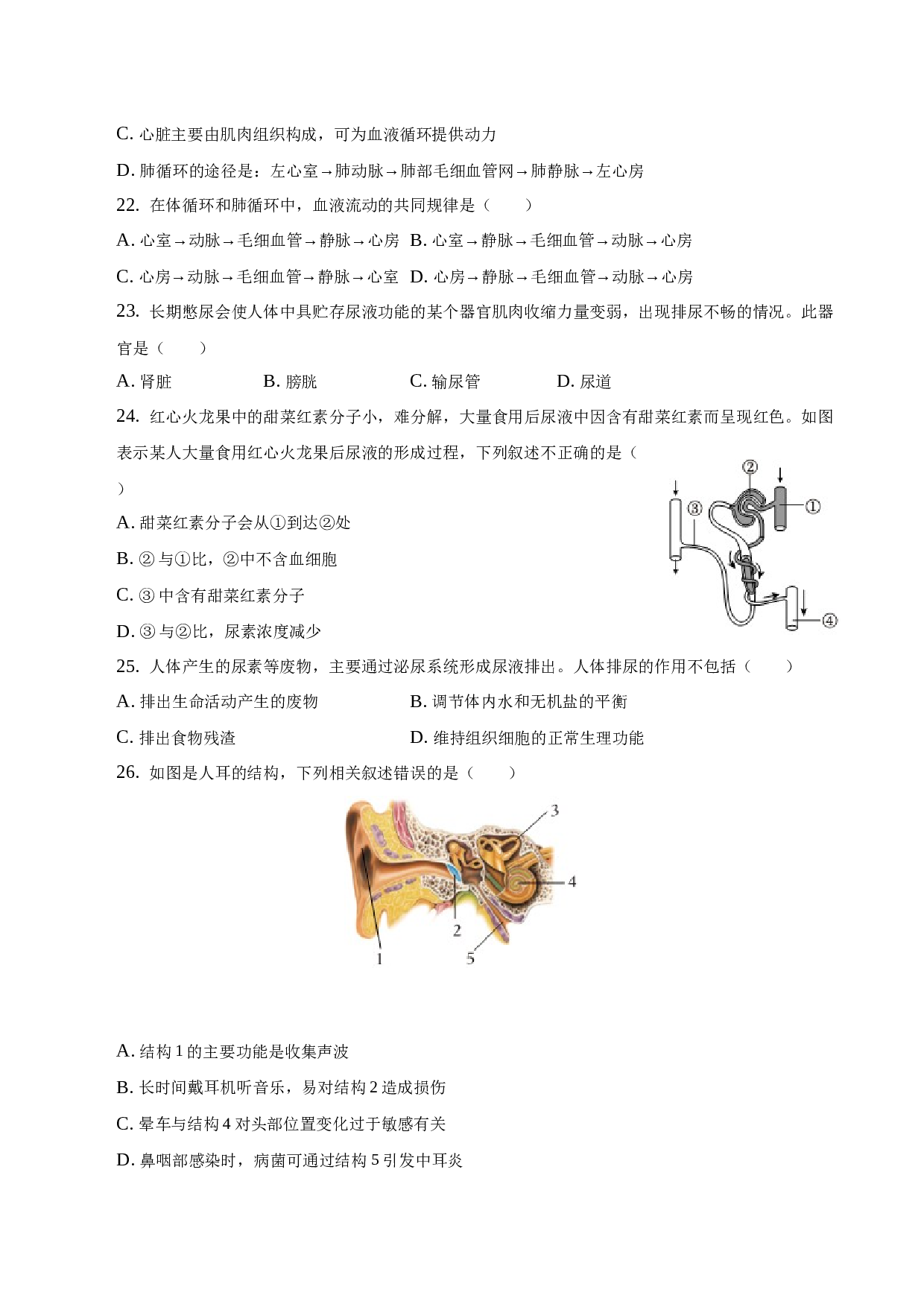 2022-2023学年广东省连州市郊学校七年级（下）期末生物试卷.docx