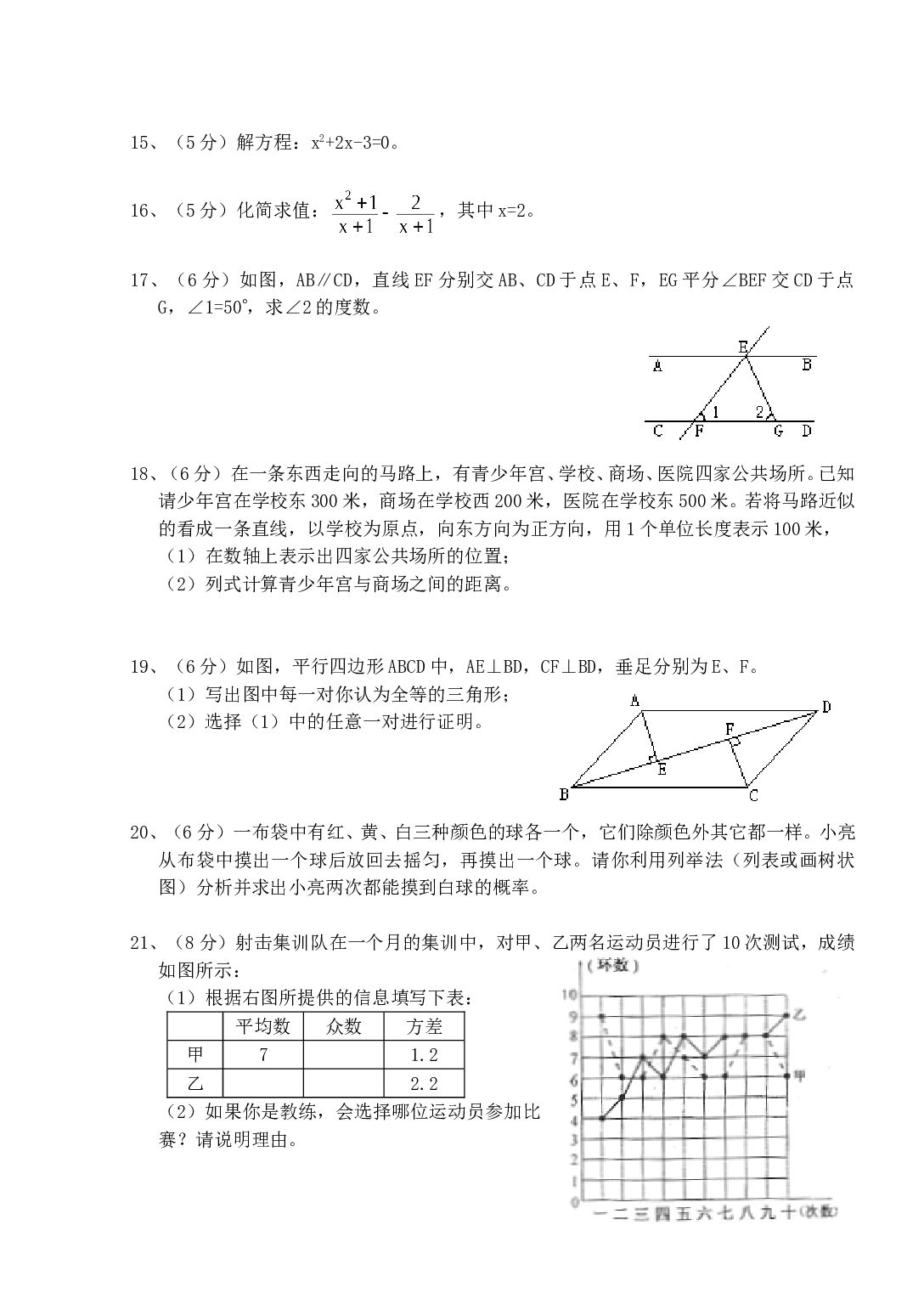 华东师大九年级中考数学复习模拟试卷04[下学期](无答案)华师大版.doc