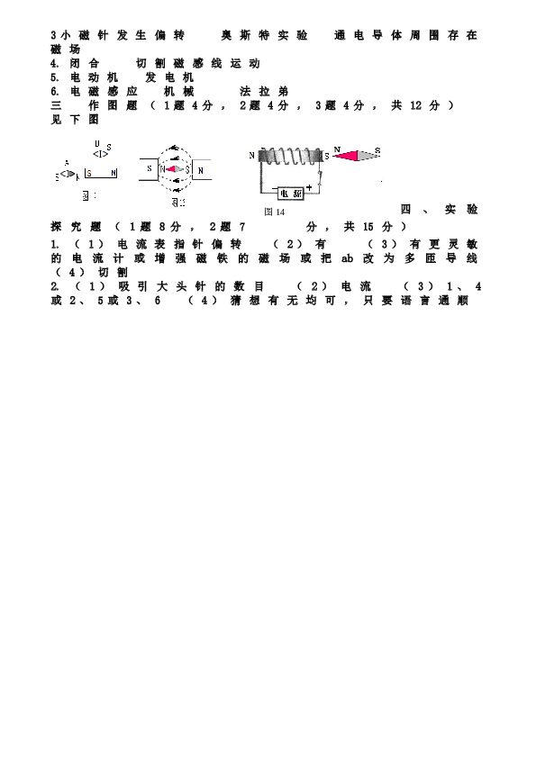 九年级物理第二十章《电和磁》综合测试题.doc