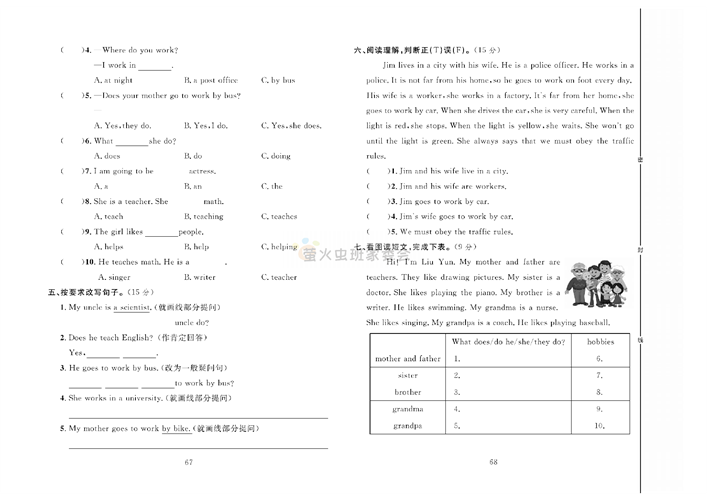 冲刺100分人教版 英语6年级上册试题_第十周达标测试卷Unit 5 Part B~C.pdf