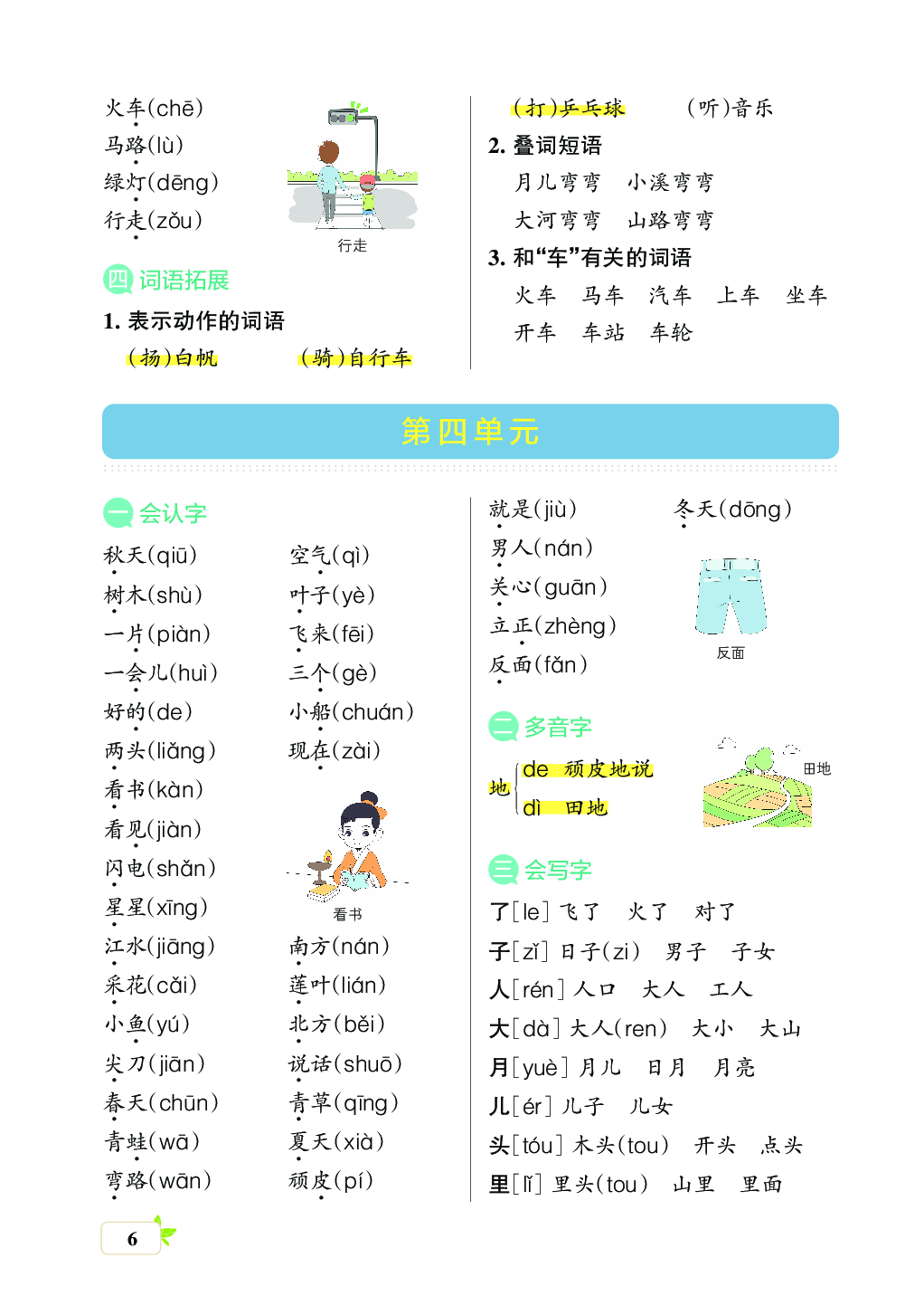 新学期语文1年级（上）核心考点梳理（第二、三、四单元）.pdf