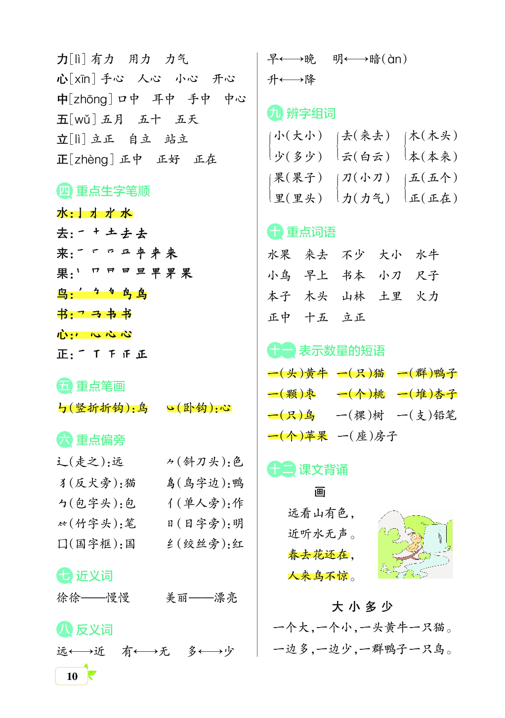 新学期语文1年级（上）核心考点梳理（第五、六、七、八单元）.pdf