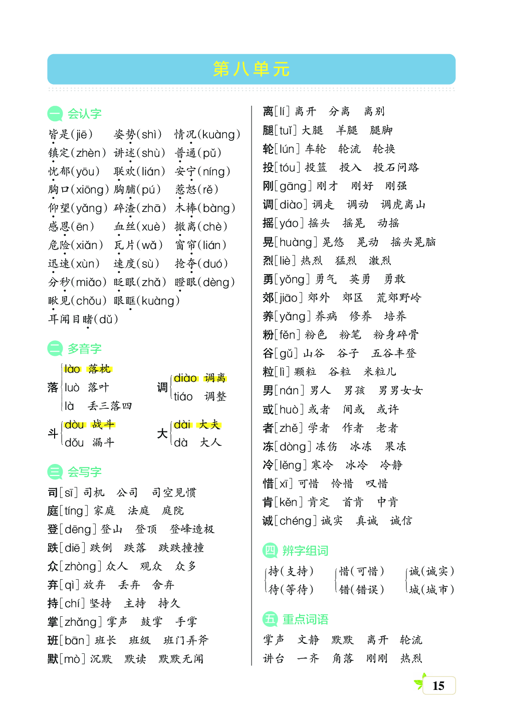 新学期语文3年级（上）核心考点梳理 （第八单元）.pdf