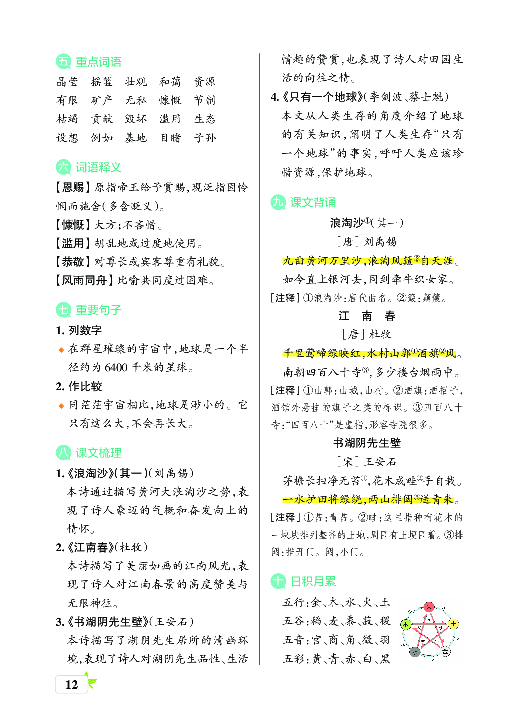 新学期语文6年级（上）核心考点梳理（第五、六单元）.pdf