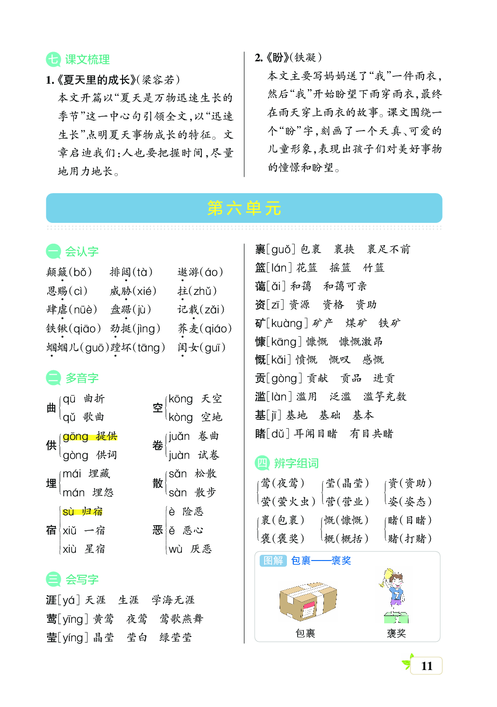 新学期语文6年级（上）核心考点梳理（第五、六单元）.pdf