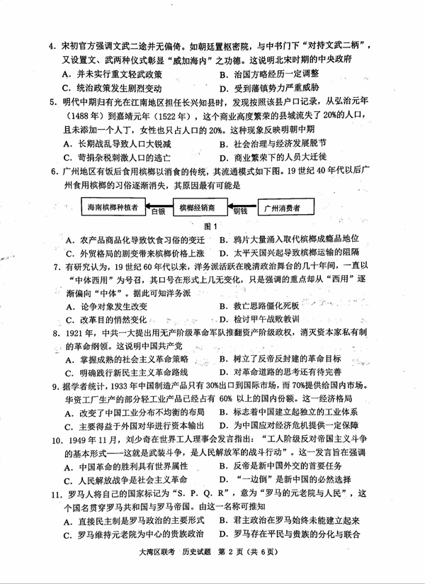 2023届大湾区普通高中毕业班第一次联合模拟考试历史.pdf