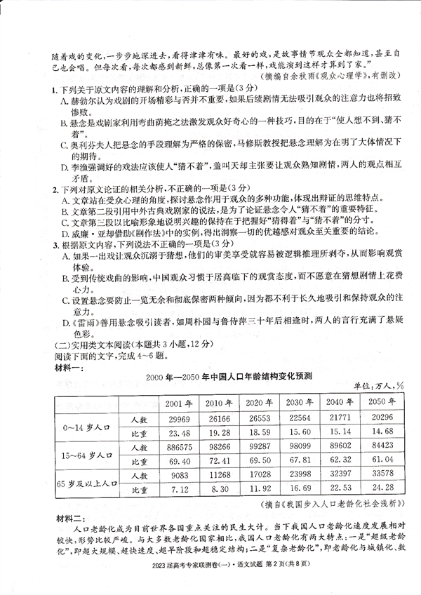 四川省高2023届高考专家联测卷（1）语文试题.pdf