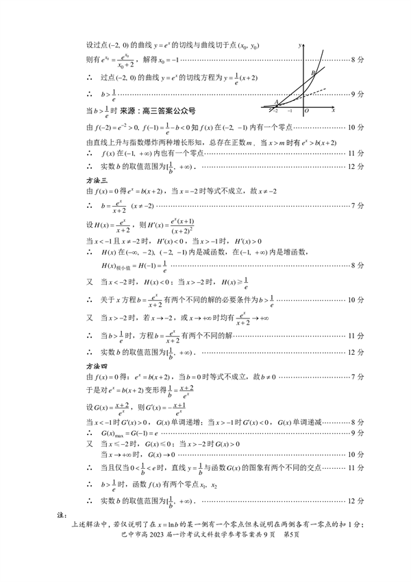 四川省巴中市普通高中2020级&ldquo;一诊&rdquo;考试数学（文科）参考答案.pdf