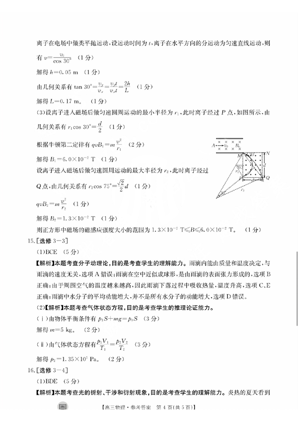 陕西省部分学校2024届高三8月入学考试物理考试参考答案.pdf