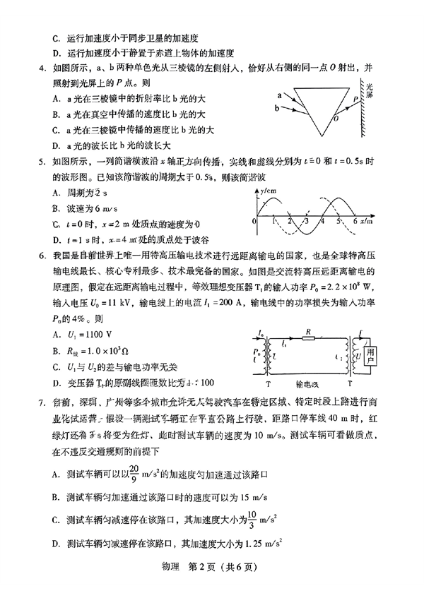 广东省2024届普通高中毕业班第一次调研考试物理.pdf