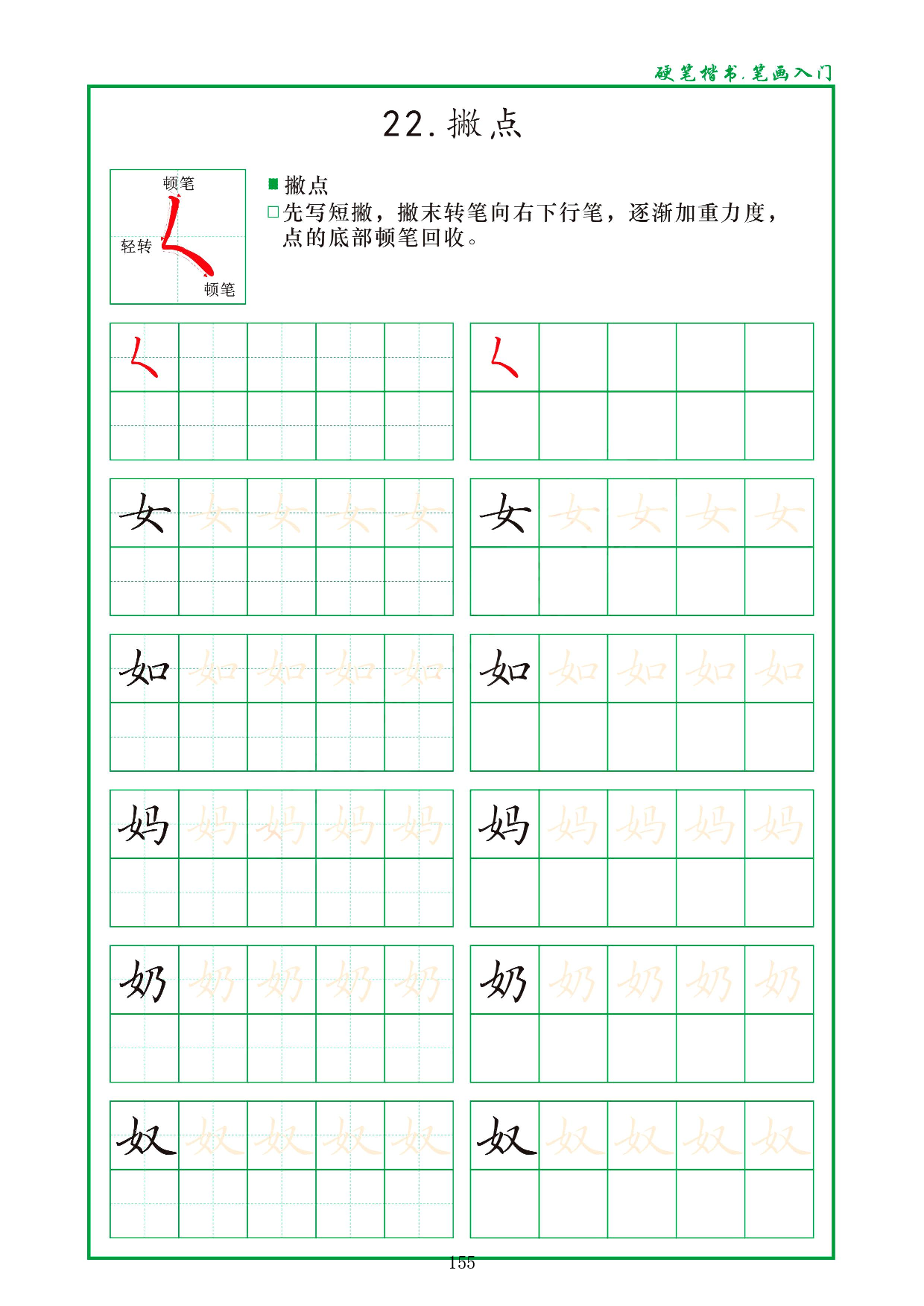 硬笔楷书，笔画入门，汉字笔画偏旁描红练习_22.撇点.pdf