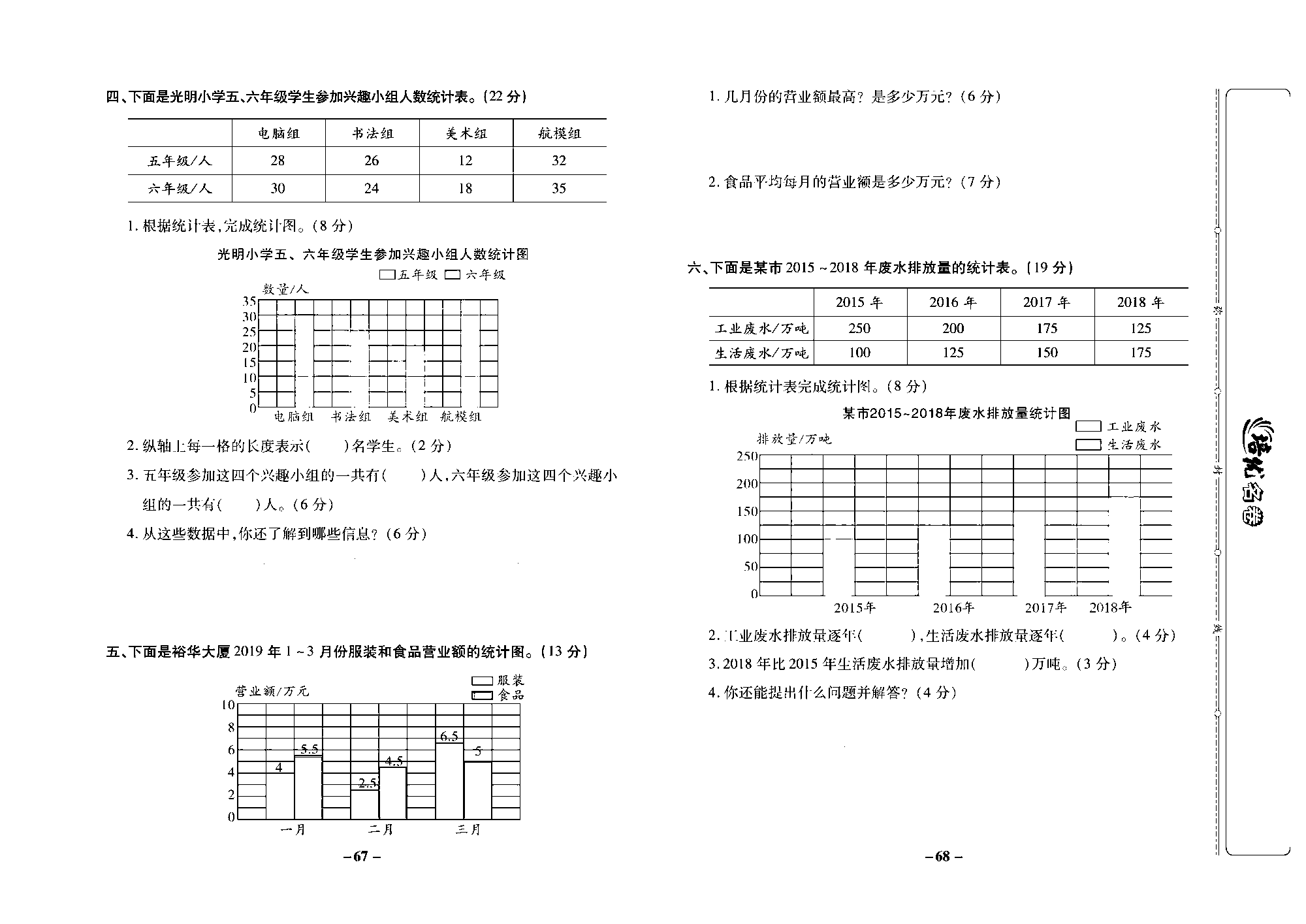 培优名卷五年级上册数学苏教版去答案版_第六单元培优测评卷.pdf