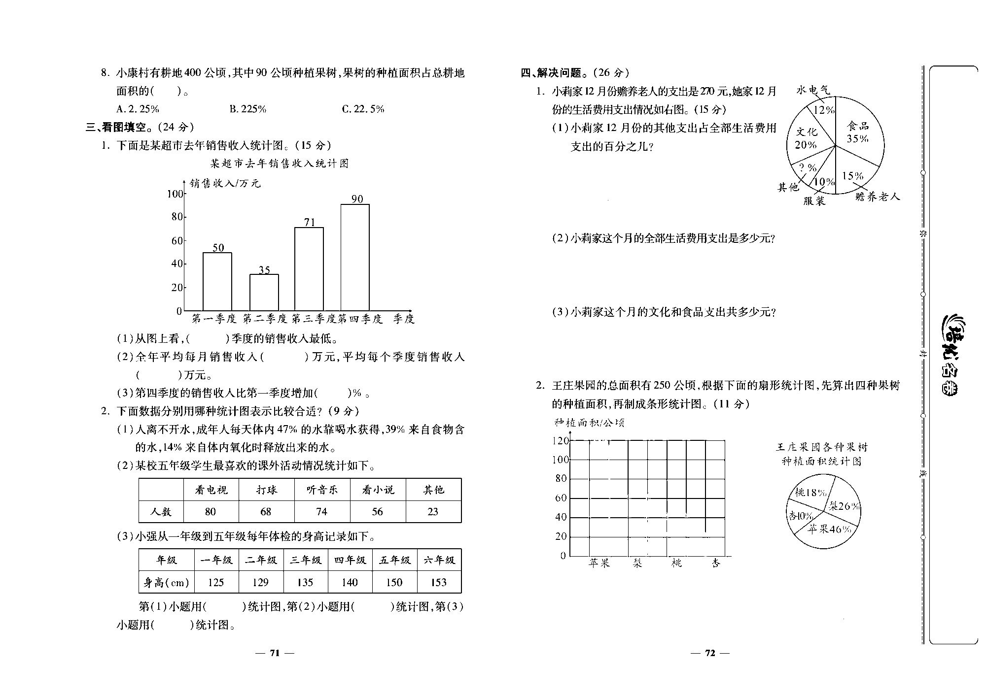 培优名卷六年级上册数学人教版去答案版_第十一周培优测评卷(扇形统计图节约用水).pdf