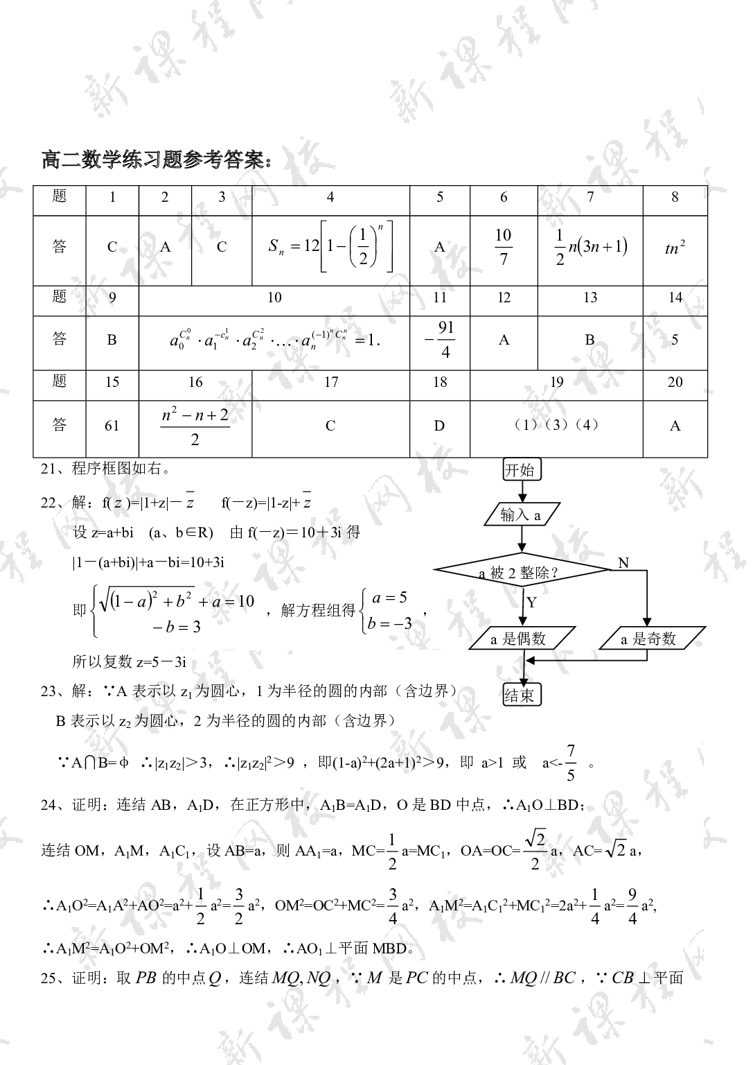 高二数学选修1-2综合练习.pdf