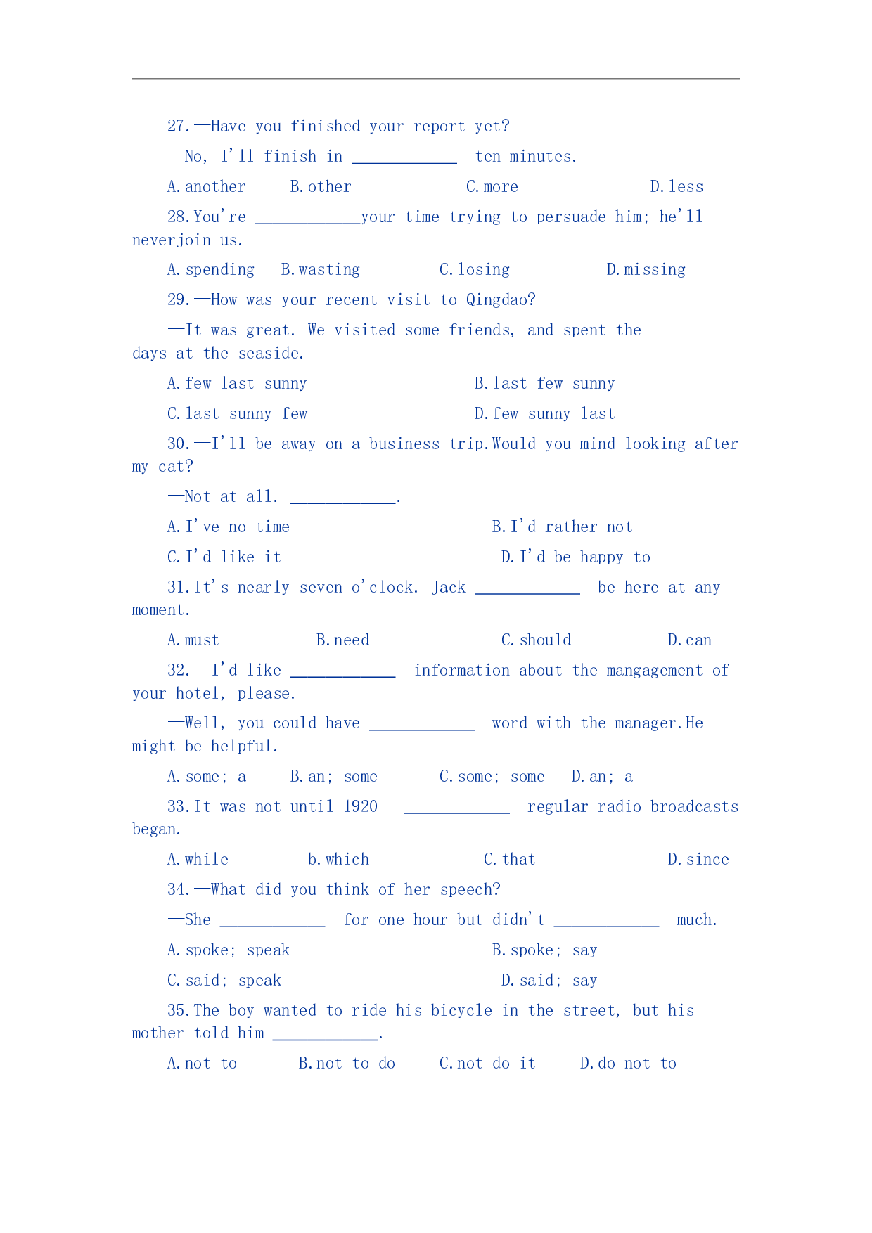 高考英语全国普通高等学校招生统一考试30.doc