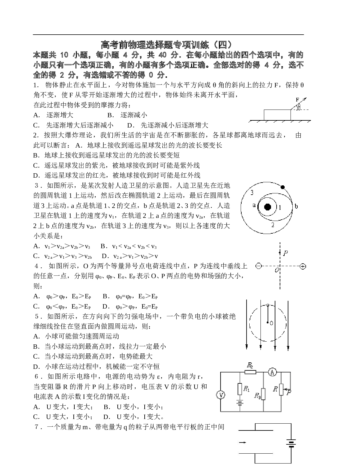 高考前物理选择题专项训练4.doc
