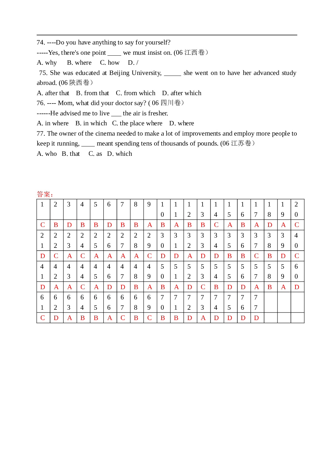 高考英语定语从句单项选择题.doc