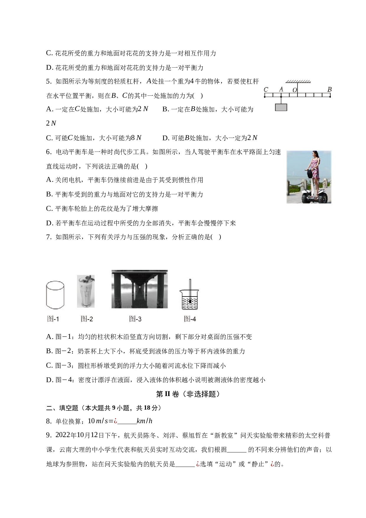 2022-2023学年安徽省定远县严桥学校八年级（下）期中物理试卷-普通用卷.docx