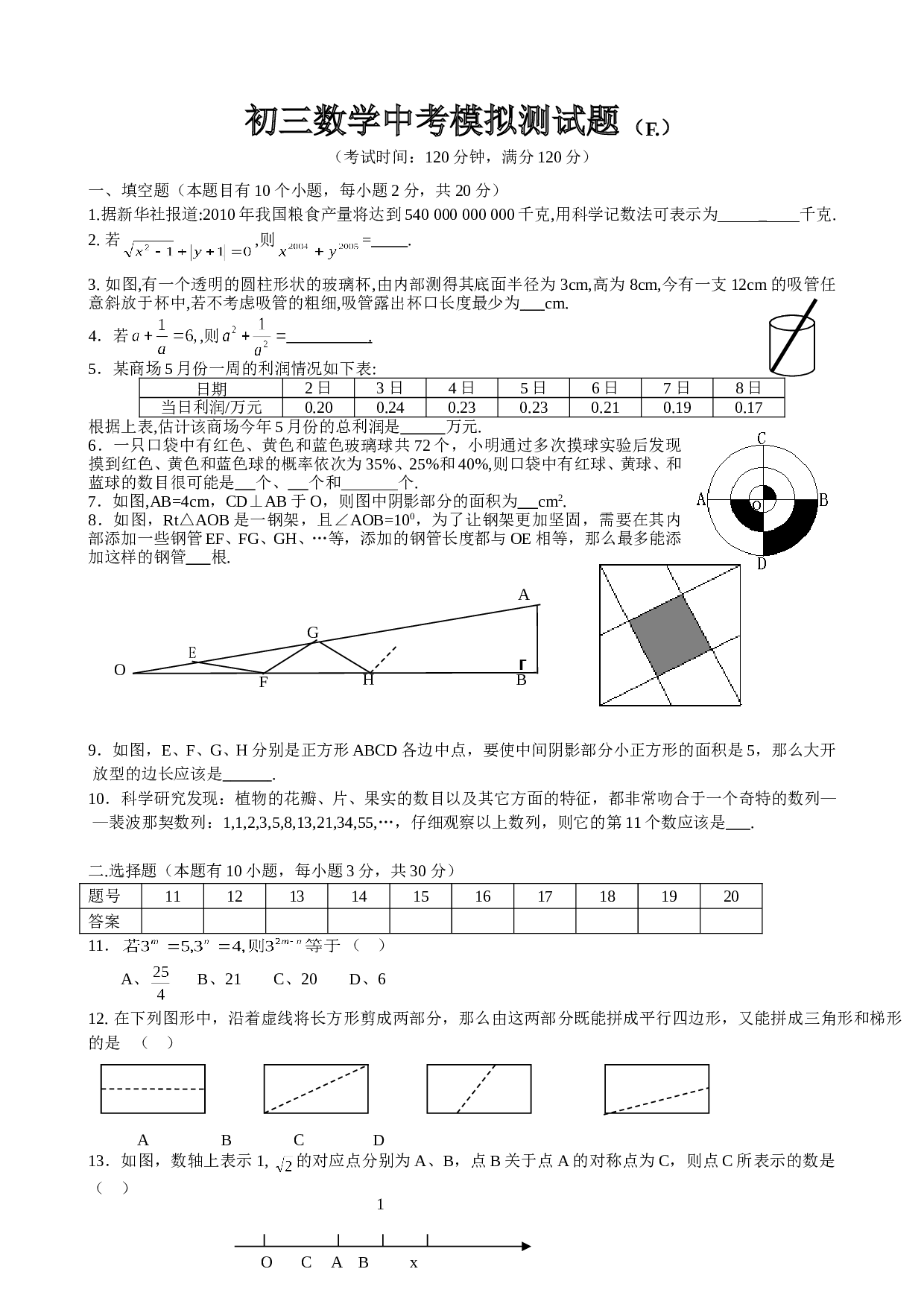 初三数学中考模拟试题（F.）[下学期]华师大版.doc