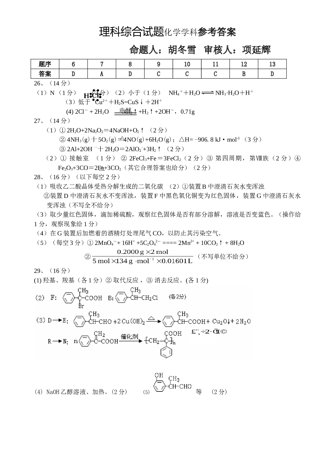 高考理科综合试题化学学科卷.doc