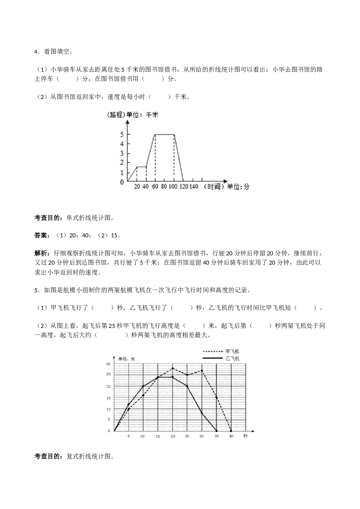 北师大版5年级数学下册《折线统计图》同步练习.doc