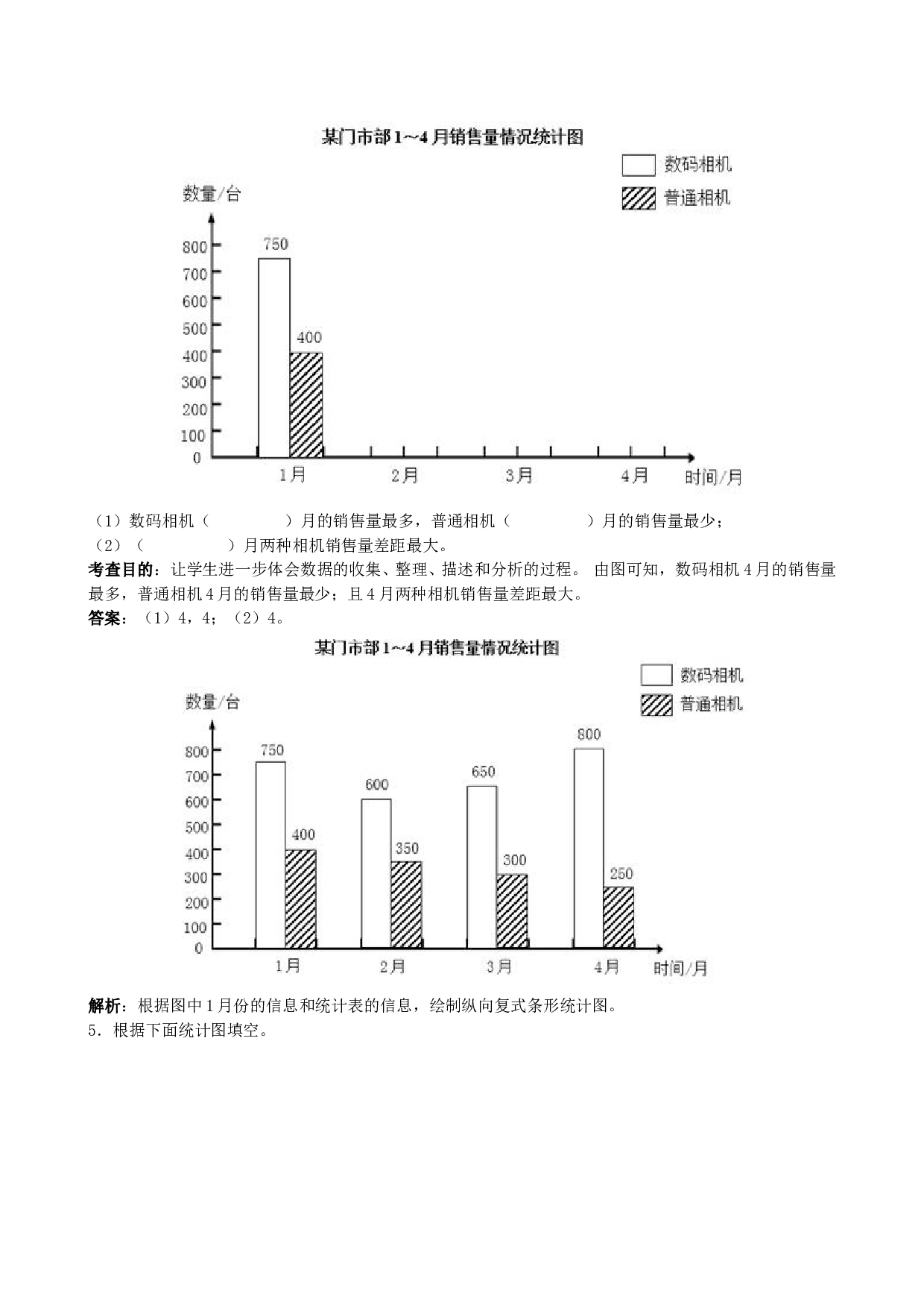 北师大版小学四年级数学下册《平均数与条形统计图》同步试题（带解析）.doc