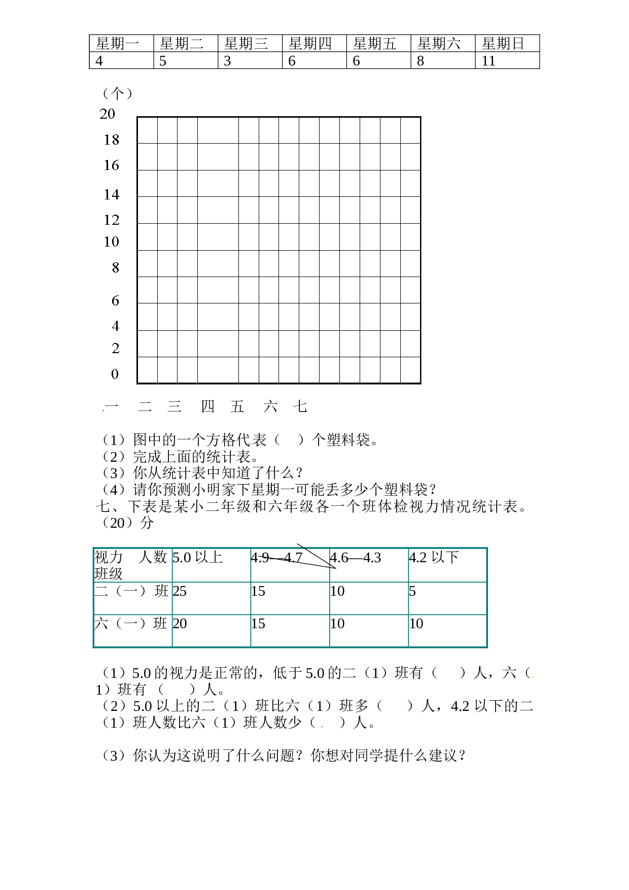 北师大版数学二年级下学期第7单元测试卷2.doc