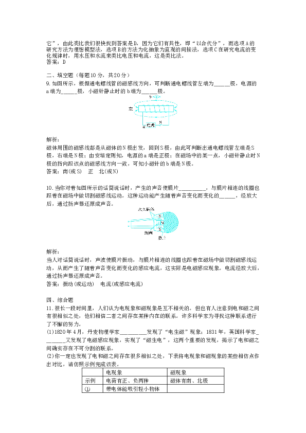 九年级-物理-综合训练-第20章 电与磁（配人教新课标）.docx